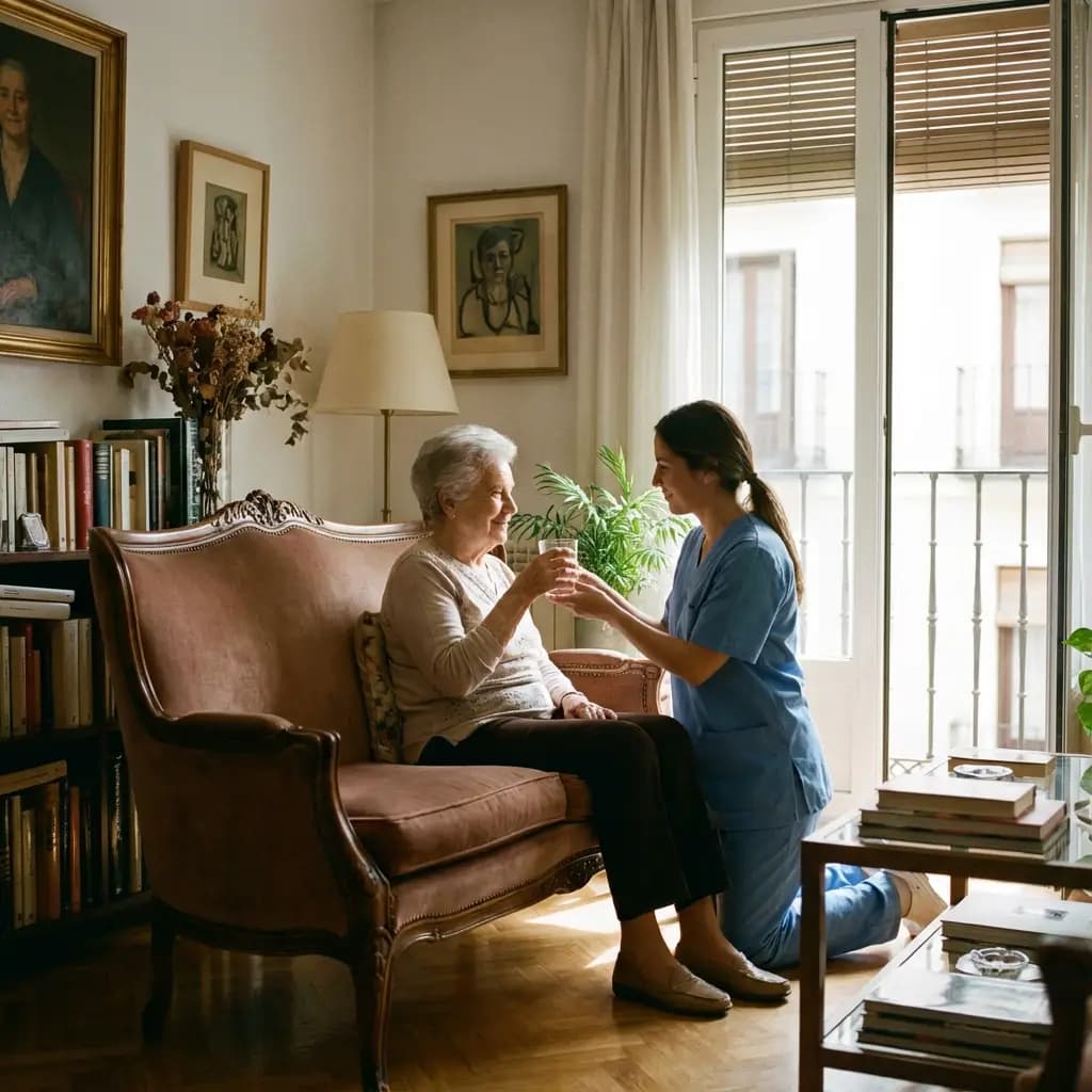 Guía 2026 para contratar una cuidadora a domicilio en Madrid: entrevista, PRL y red flags